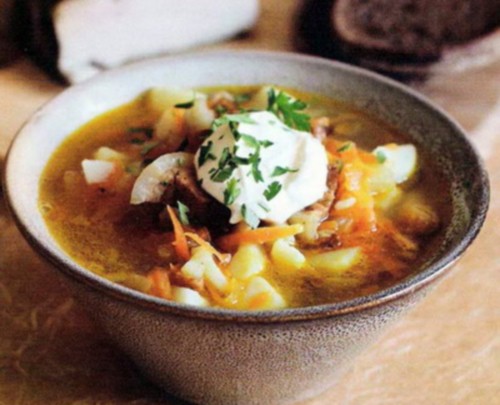 Картофельный суп по-татарски со шкварками