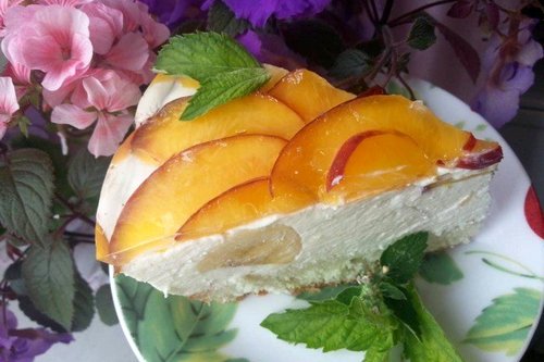 Творожный торт бланманже с фруктами
